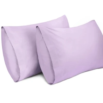 Imagen de Lirex 2 Paquetes Fundas de Almohada, 100% Algodón 400 Hilos Transpirable Almohada la Cubiertas (50 x 75 cm) cm, Púrpura)