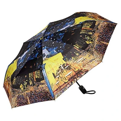Imagen de VON LILIENFELD Paraguas Bolsillo Plegable Ligero Estable Apertura y Cierre Automático Resistente al Viento Compacto Vincent van Gogh: Café nocturno