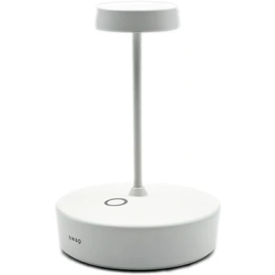 Imagen de Zafferano, Lámpara Swap Mini, de Mesa Recargable e Inalámbrica con Control Táctil, Adecuada para Interior y Exterior, Atenuador, 2700 K, Altura 14,8 cm, Color Blanco