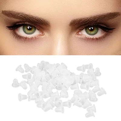 Imagen de 100pcs Tattoo Ink Cap, Silicone Hat Cup, Reusable Permanent Makeup Pigment Container Plastic Microblading Accessories Holder (S)