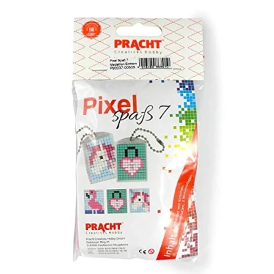 Imagen de Pracht Creatives Hobby Juego de manualidades Pixel Diversión 7, para crear 2 medallones, llavero, niños, niños y niñas, pequeño regalo, obsequio, cumpleaños infantiles, color/modelo surtido