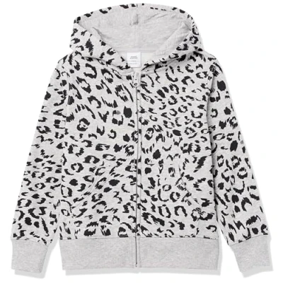 Imagen de Amazon Essentials Sudadera de Forro Polar con Capucha y Cremallera Niña, Gris Claro Mezcla Animal, 2 años