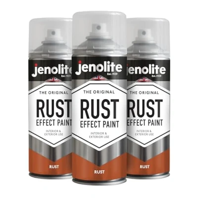 Imagen de JENOLITE Pintura en Spray Efecto ÓXIDO ACABADO 3x400ml Texturizada con Apariencia de Metal Oxidado Multi Superficie Ideal para Manualidades Interior y Exterior