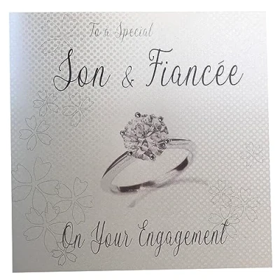 Imagen de White Cotton Cards Code xlwb221 a un Especial Hijo y Prometida en su Compromiso Hecho Mano Tarjeta de