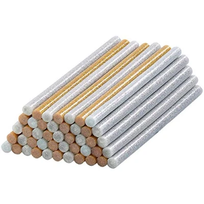Imagen de AGT pegamento termofusible Barra de caliente: 50 barras para pistolas caliente, 11 x 200 mm, dorado y plateado (Cartucho caliente)