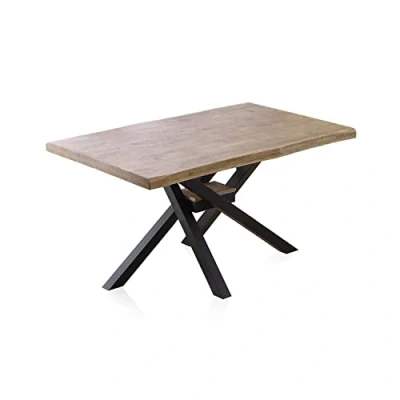 Imagen de Xena Fit, Mesa Fija de Comedor, para Salon, Acabado en Roble Honey y Negro, Medidas: 150 cm (Largo) x 90 (Ancho) 76 (Alto)