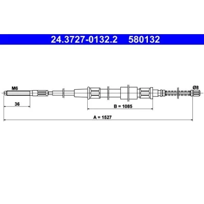 Imagen de ATE 24.3727 0132.2 Cable de Freno Mano 1527 VOLKSWAGEN: GOLF 2, Jetta SEAT: TOLEDO 1 norauto, oscaro, mister auto