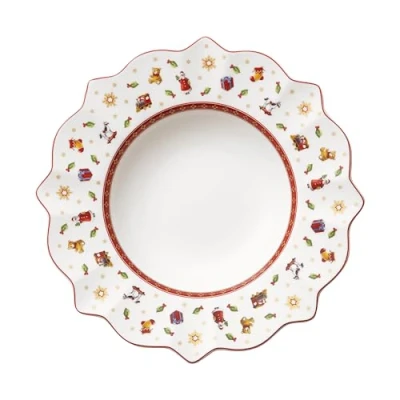 Imagen de Villeroy &amp; Boch Toy&#039;s Delight Plato Hondo Rojo y Blanco, Apto para Microondas, Sopa Navidad, Vajilla Navidad Toys, Navideño, Cuenco Sopa, Bol de Premium Porcelain