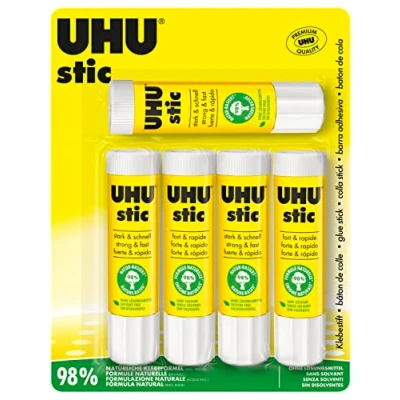 Imagen de UHU Stic Barra de Pegamento Sostenible Pegado Fuerte, Rápido y Duradero Pack 5 * 21g