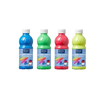 Imagen de Lefranc Bourgeois Témperas para niños, Fluorescentes, 4 x 500ml