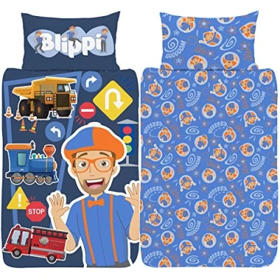 Imagen de Blippi Funda de edredón Individual Juego Ropa Cama Reversible Oficial polialgodón Diseño canción Youtuber Tractor