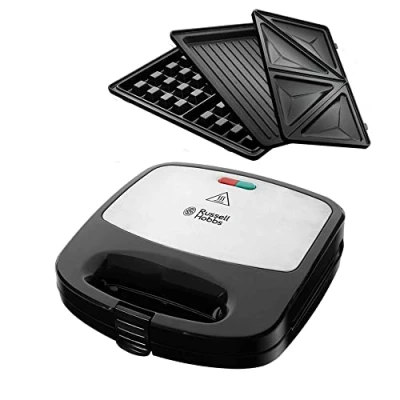 Imagen de Sandwichera Russel Hobbs Fiesta 3 en 1, Potencia 760 W, placas extraíbles, Capa antiadherente,  Negro
