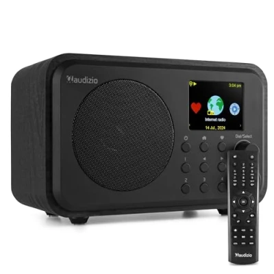 Imagen de Audizio Vicenza Radio Internet WiFi con Batería, de Cocina, Dab+ y FM, Bluetooth 5.0, Pantalla TFT a Color 2.4 Pulgadas, Batería 10 Horas Duración, Cable Carga USB Negro