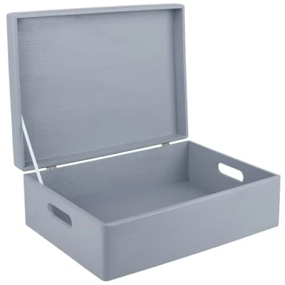 Imagen de Creative DECO XL Gris Grande Caja Madera Decorativa Almacenaje con Tapa y Asas 40 x 30 14 cm (+/ 1cm) Cofre Decorar Regalo Decoupage Juguetes, Documentos, Objetos, Herramientas Navidad