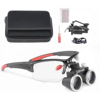 Imagen de Lupas 2.5X 3.5X Lupa binocular de aumento lente vidrio óptico (negro, 2.5X)