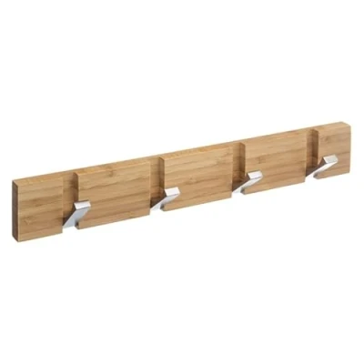 Imagen de UNIMASA Perchero de Pared Madera Bambu con Ganchos Metal Gris 4