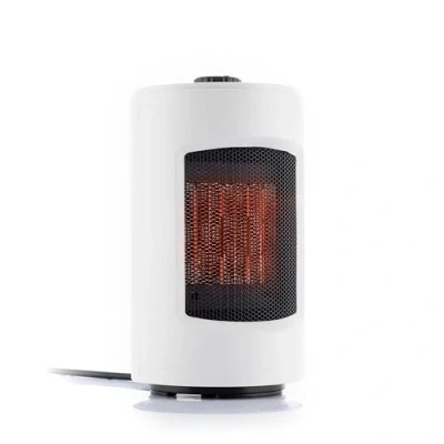 Imagen de InnovaGoods Mini Calefactor Portátil Cerámico Oscilante Heramik, Bajo Consumo, 2 Potencias 600W/1200W, Protección Térmica Antivuelco, Ideal para Escritorios y Mesas, Blanco Negro