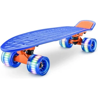 Imagen de Hurtle Skateboard, Monopatin, Mini Crucero, Tabla, Plataforma de 6, Ruedas PU con luz LED, Niños, Niñas, Adolescentes. Color Azul