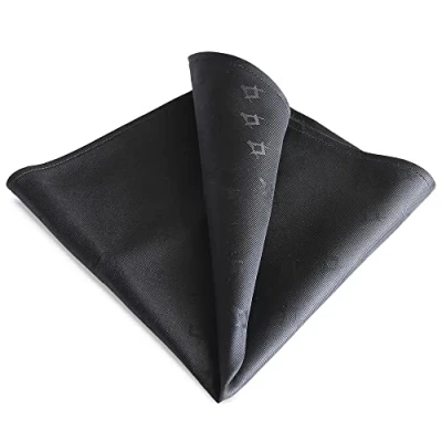 Imagen de THE MASONIC COLLECTION Pañuelo de bolsillo Negro artesanal 100% seda Diseño cuadrado fantasma y brújula Un accesorio regalo masónico perfecto para hombres masones,