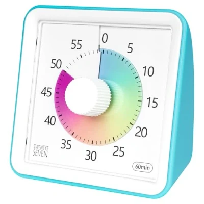Imagen de temporizador visual con funda protectora, de cuenta regresiva 60 minutos para niños, autismo, TDAH, aula, oficina en casa, reloj gestión del tiempo