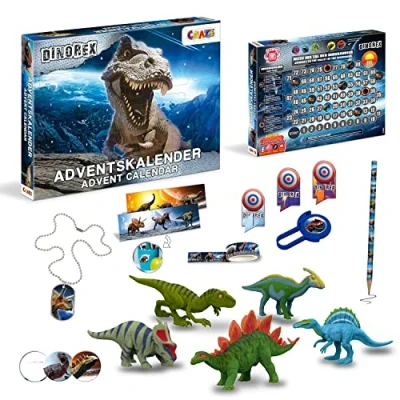 Imagen de CRAZE Calendario Adviento niños 2022, de dinosaurios juguetes, figuras para niños, sorpresas y regalos navidad, 33401