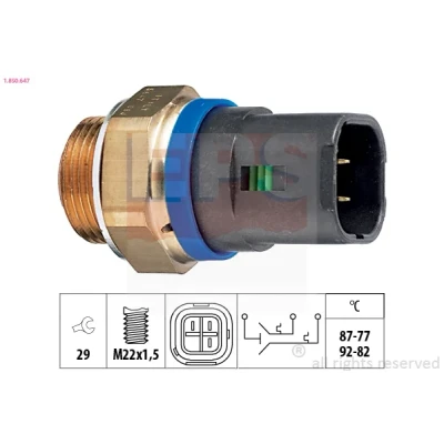 Imagen de EPS 1.850.647 Interruptor de temperatura, ventilador del radiador M22x1,5 Made in Italy OE Equivalent RENAULT: ESPACE 3, Kangoo I, MEGANE 1 Classic
