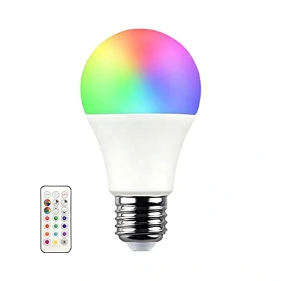 Imagen de 7hSevenOn Premium Bombilla LED de Colores con Mando a Distancia E27 Estándar, 9W Potencia, 60W Equivalencia, 806 lúmenes, 220º, Color RGB, SMD, Regulable, 25.000H Vida Útil, Protección IP20