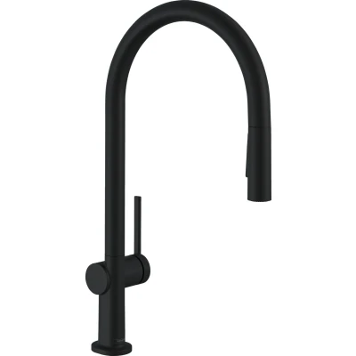 Imagen de Hansgrohe Talis M54 Grifo monomando de cocina 210, ducha extraíble, 2 tipos chorro, sBox, negro mate, 72801670