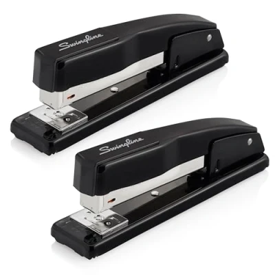 Imagen de Swingline Grapadora comercial, capacidad para 20 hojas, sin atascos, metal, paquete de 2, color negro (44401AZ)