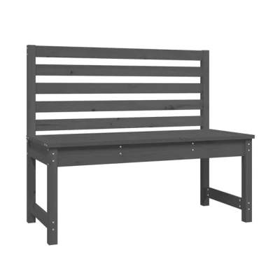 Imagen de vidaXL Banco de jardín Madera Maciza Pino Gris 109 cm, Exterior, Patio, Picnic, Parque, Porche,