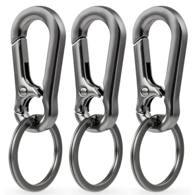 Imagen de LABUYI 3 Piezas Mosqueton Llavero,Mosqueton Pequeño,Llavero Mosqueton,Metales Llavero,Mosquetón Extraíble,Material de Aleación Zinc,para Usar en Mochilas,Coches,Negro