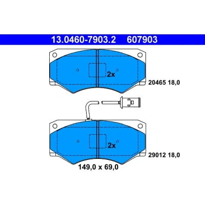 Imagen de ATE 13.0460 7903.2 Juego de pastillas freno con contacto avisador desgaste IVECO: DAILY 2 Kasten/Kombi, Pritsche/Fahrgestell