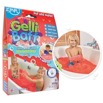 Imagen de Gelli Baff Red de Zimpli Kids, 1 baño o 6 usos Juego, Convierte mágicamente el Agua en una Sustancia Viscosa Gruesa y Colorida, Juguete Educativo para aliviar estrés niñas niños,