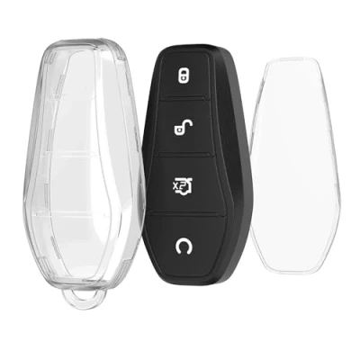 Imagen de kwmobile Carcasa para Mando Compatible con BYD Atto 3 / Han/Tang/Dolphin/Yuan/Seal Funda Llaves de Coche TPU Transparente Botones