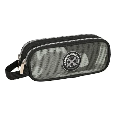 Imagen de Safta Portatodo Doble Niño, Estuche Infantil, Ideal para Niños en Edad Escolar, Cómodo y Versátil, Calidad Resistencia, 21x6x8 cm, Color Negro