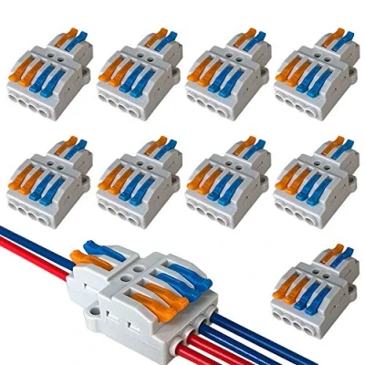 Imagen de QitinDasen 9Pcs KV424 Palanca Tuerca Cable Conector, 2 en 4 fuera Bilateral 6 Puertos Compacto Conductor Rápido Conector Resorte Bloque Terminal