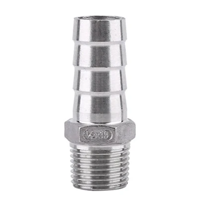 Imagen de SS304 Conector Cola Manguera Racor Tubería Adaptador Acero Inoxidable Rosca BSP Macho(1/2 * 19mm)