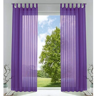 Imagen de Gardinenbox 61000CN Juego de 2 Cortinas Transparentes para salón, con Cierre Cinta Plomo, 225 x 140 cm, Color Morado