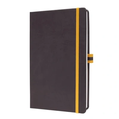Imagen de Sigel LS107 cuaderno de notas, A5, rayado, cubierta rígida Ideal como diario personal, bullet journal, libro ideas, escritura 176 páginas, gris oscuro/amarillo Linsescape