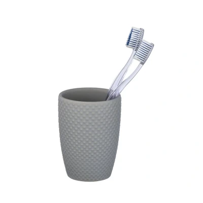 Imagen de WENKO Vaso de dientes Punto Gris Soporte para cepillos dientes, y pasta Cerámica, 8 x 11 cm,