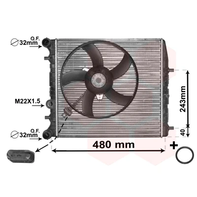 Imagen de VAN WEZEL *** IR PLUS 76002013 Radiador, refrigeración del motor Aluminio 430 414 23 con accesorios Aletas unidas mecánicamente