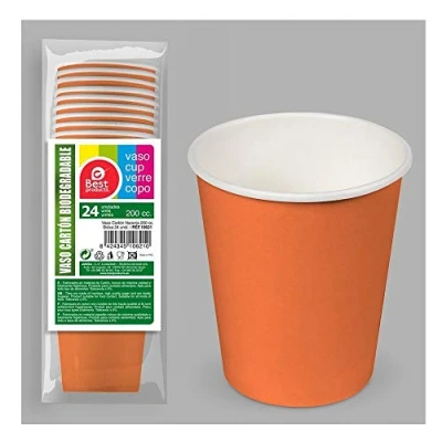Imagen de Genérico Best Products 24 gobelets de cartón orgánico 20 cl, color naranja