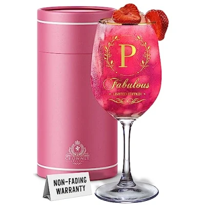Imagen de CROWNLY CRYSTAL® Copas Vino Cristal Regalos Personalizados Gin Tonic Mama Regalo Abuela Cumpleaños Originales Casa Nueva Jubilacion Mujer Para (P)