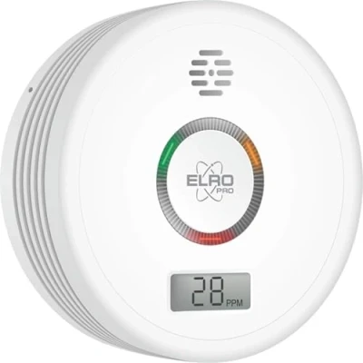 Imagen de ELRO Pro PK4910 Detector de monóxido Carbono diseño con batería 10 años Autotest automático Pantalla Cumple la Norma Europea EN50291, Blanco