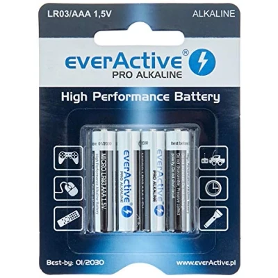 Imagen de everActive Pilas AAA (Pack de 48 Unidades, Pro alcalinas, Micro LR03 R03 1,5 V, máxima Potencia, 10 años Durabilidad, Unidades) En blíster