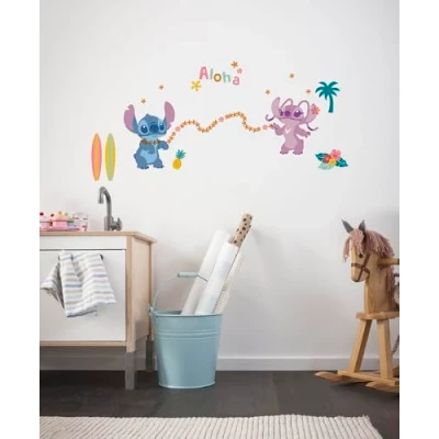 Imagen de Komar Graz Design Adhesivo decorativo para pared, diseño de Stitch Aloha, tamaño 50 x 70 cm, multicolor