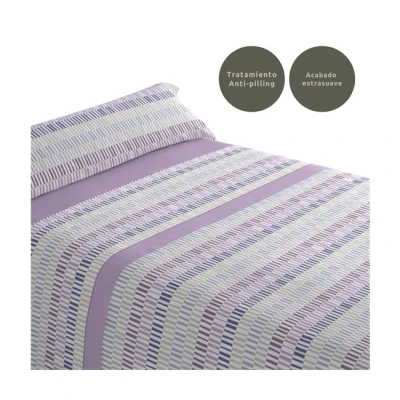 Imagen de Donegal Collections Juego de Sábanas Estampadas 3 Piezas Cama 105 cm Sabanas 105x190 Incluye Sabana Bajera, Encimera, Funda Almohada Paly Lila