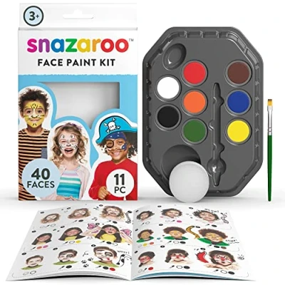 Imagen de Snazaroo Paleta de maquillaje para cara con 8 Pastillas + Pincel y Esponja Aventura