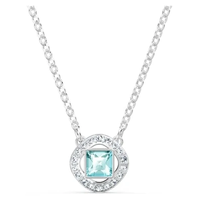 Imagen de Swarovski Collar Cristal Azul de Talla Cuadrada, Baño Rodio para Mujer Colección Angelic Square