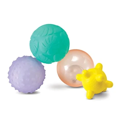 Imagen de INFANTINO Activity Ball Set Music &amp; Lights 4 Colourful, Bouncy, Multi Textured Balls for Fine Motor Development Little Hands, BPA Free (215023 02)